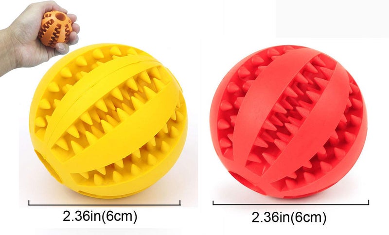 Sunglow 2 Pack Dog Toy Ballï¼ŒNontoxic Bite Resistant Teething Toys Balls for Small/Medium/Large Dog and Puppy Cat, Dog Pet Food Treat Feeder Chew Tooth Cleaning Ball Exercise Game IQ Training Ball - Image 2